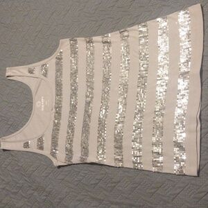 Old Navy White and Silver Sequin Tank